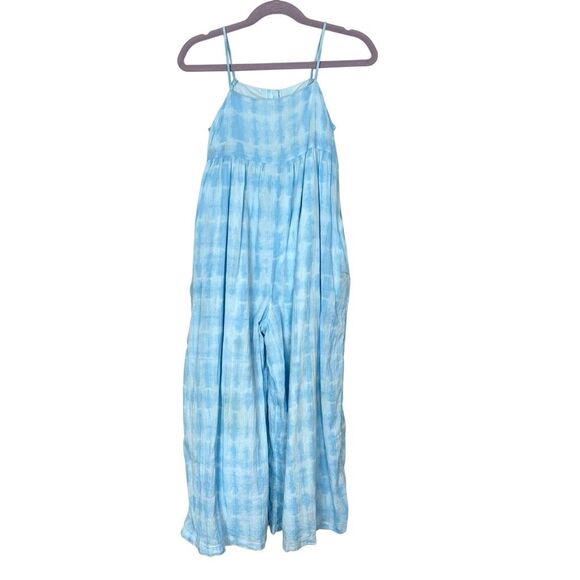 Janie & Jack Girls wide leg Flowy Jumpsuit Sz 6 Beachy Small Blue Batik Breeze - Picture 1 of 16